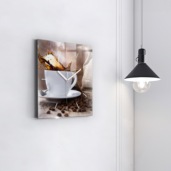 Štvorcové hodiny Šálka kávy