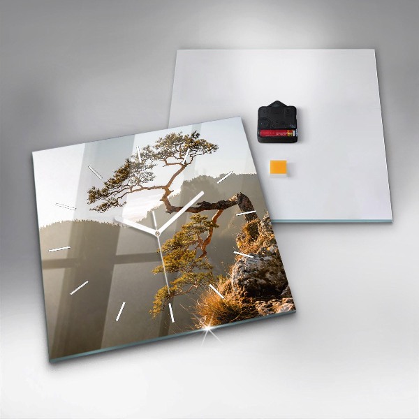 Štvorcové hodiny Strom v horách