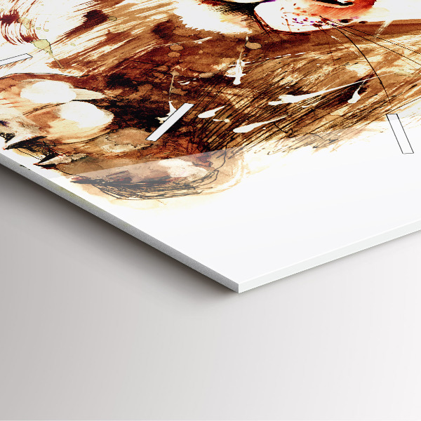 Štvorcové hodiny Ilustrácia hnedého leva