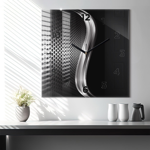 Štvorcové hodiny Black metalová abstrakcia