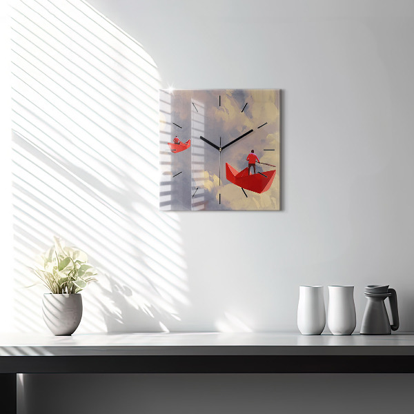 Štvorcové hodiny Papierové lode