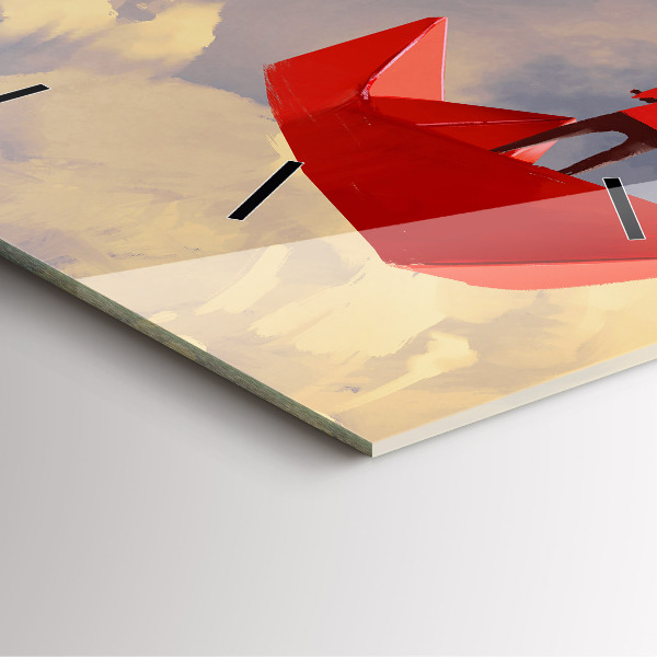 Štvorcové hodiny Papierové lode