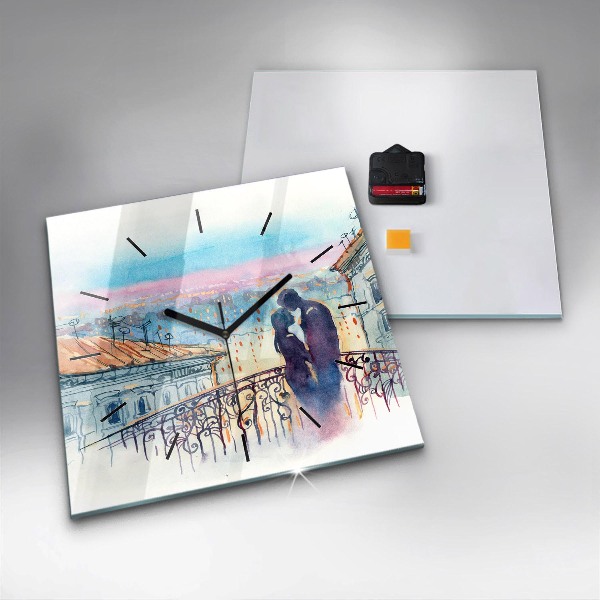 Štvorcové hodiny Ľudia v akvarelu