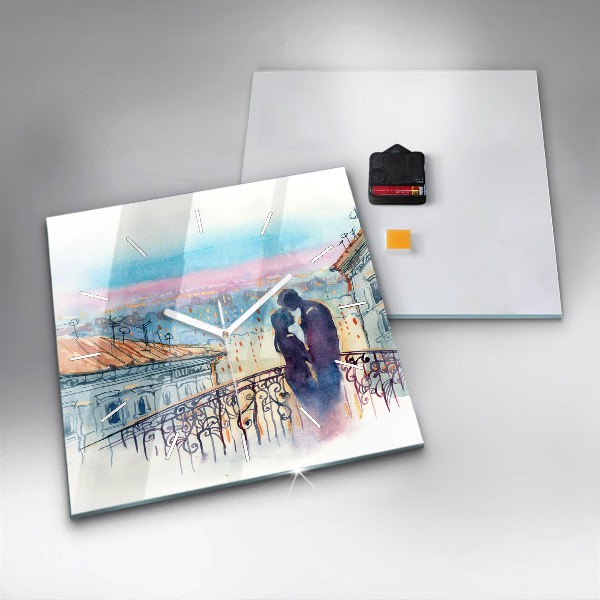 Štvorcové hodiny Ľudia v akvarelu