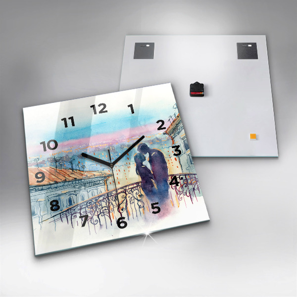 Štvorcové hodiny Ľudia v akvarelu