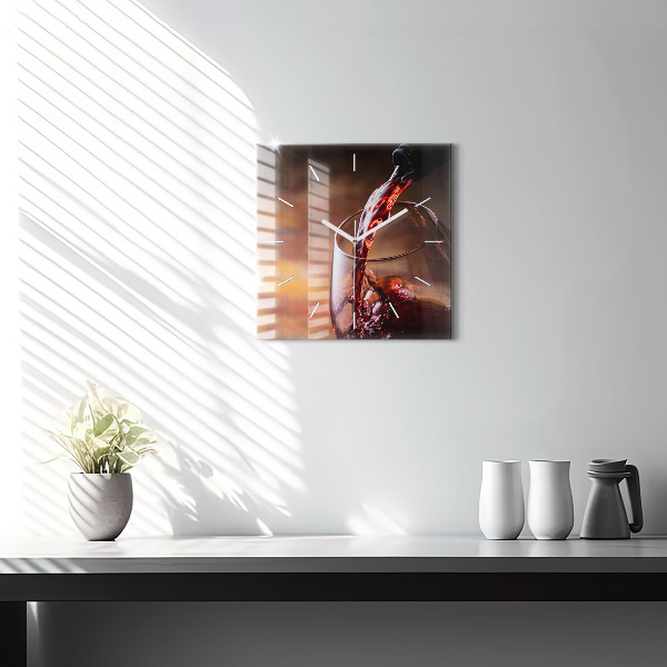 Štvorcové hodiny Pohárik červeného vína