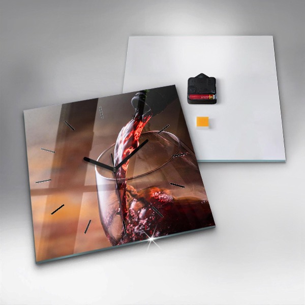 Štvorcové hodiny Pohárik červeného vína