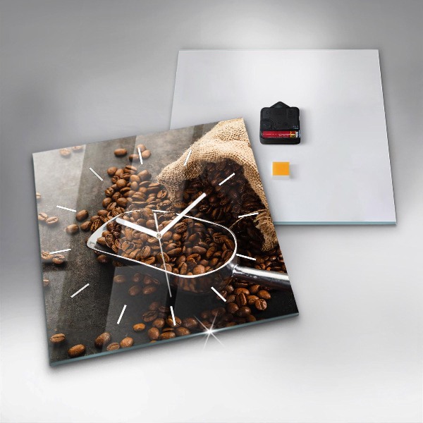 Štvorcové hodiny Vrece kávových zŕn
