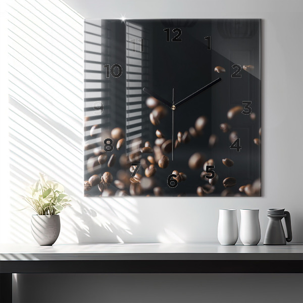 Štvorcové hodiny Kávové zrná