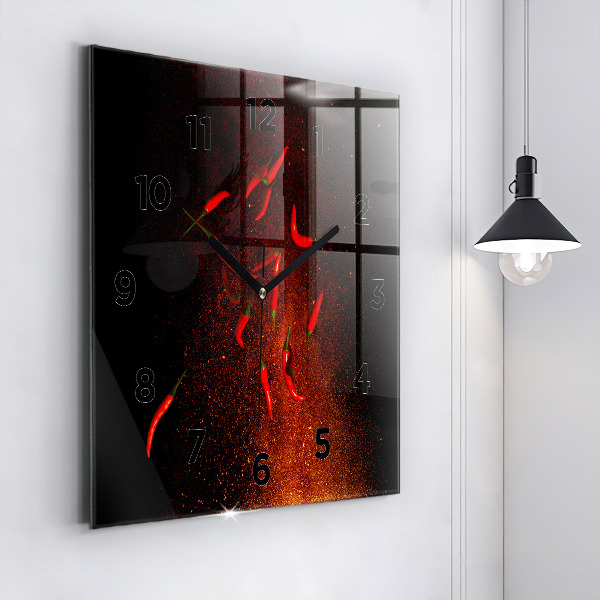 Štvorcové hodiny Chilli papričky