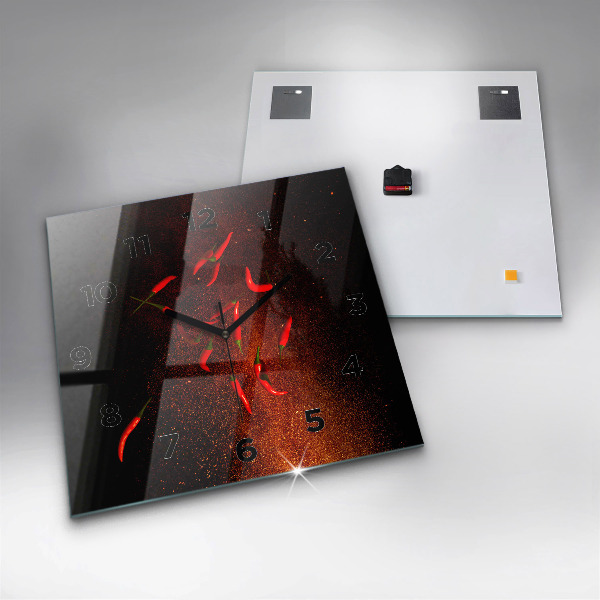 Štvorcové hodiny Chilli papričky