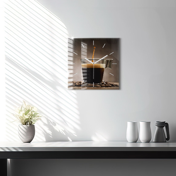 Štvorcové hodiny Šálka kávy