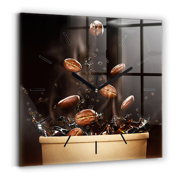 Štvorcové hodiny Horúca káva