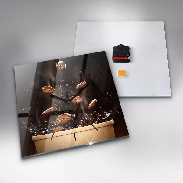 Štvorcové hodiny Horúca káva