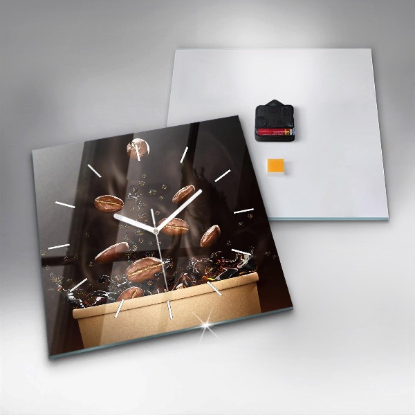 Štvorcové hodiny Horúca káva