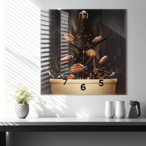 Štvorcové hodiny Horúca káva