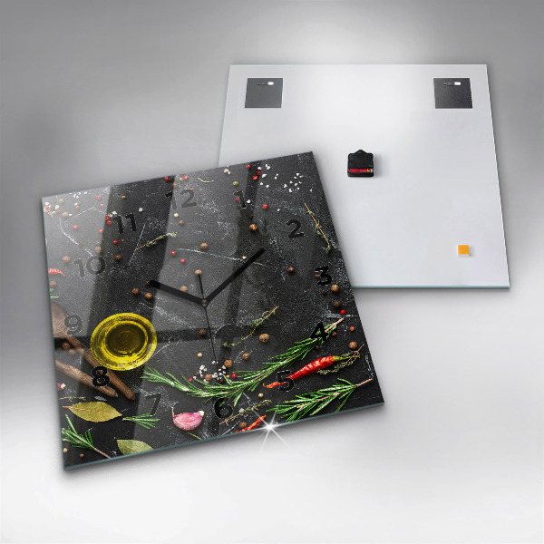 Štvorcové hodiny Korenie na pulte