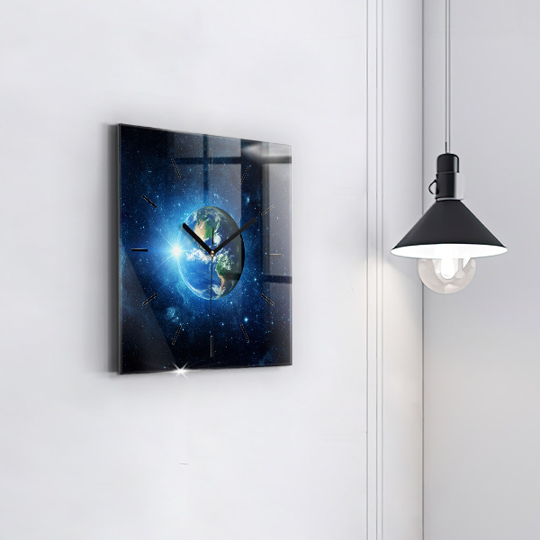 Štvorcové hodiny Zem a galaxia - NASA