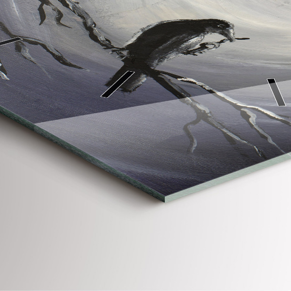 Štvorcové hodiny Havran v mesačnom svite