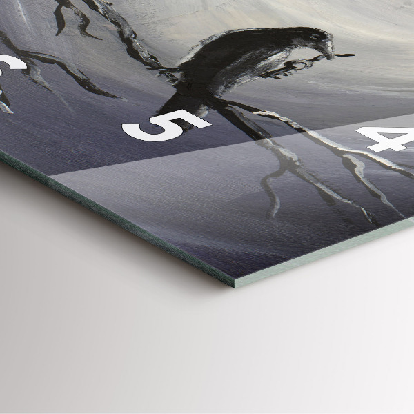 Štvorcové hodiny Havran v mesačnom svite