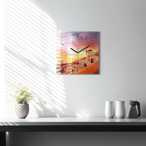 Štvorcové hodiny Starý veterný mlyn na Santorini