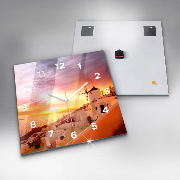 Štvorcové hodiny Starý veterný mlyn na Santorini