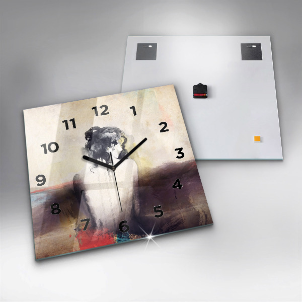 Štvorcové hodiny Abstraktný portrét ženy