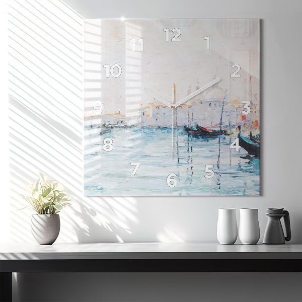 Štvorcové hodiny Olejomaľba námornej jachty