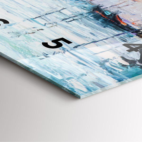 Štvorcové hodiny Olejomaľba námornej jachty