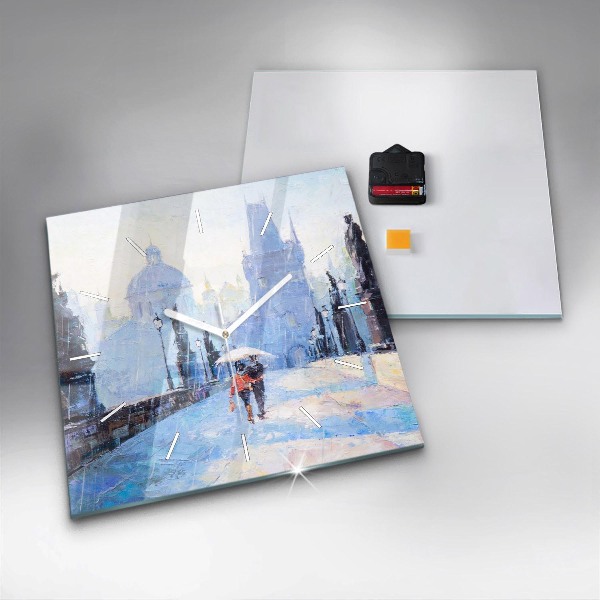 Štvorcové hodiny Olejové umenie