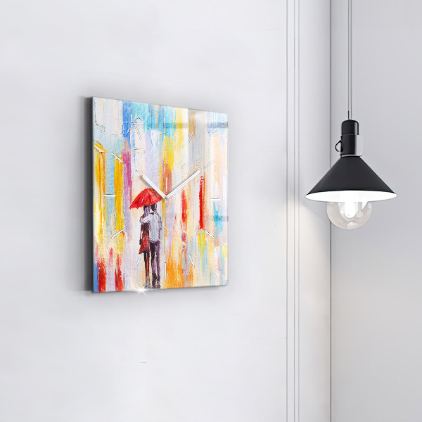 Štvorcové hodiny Pár v daždi