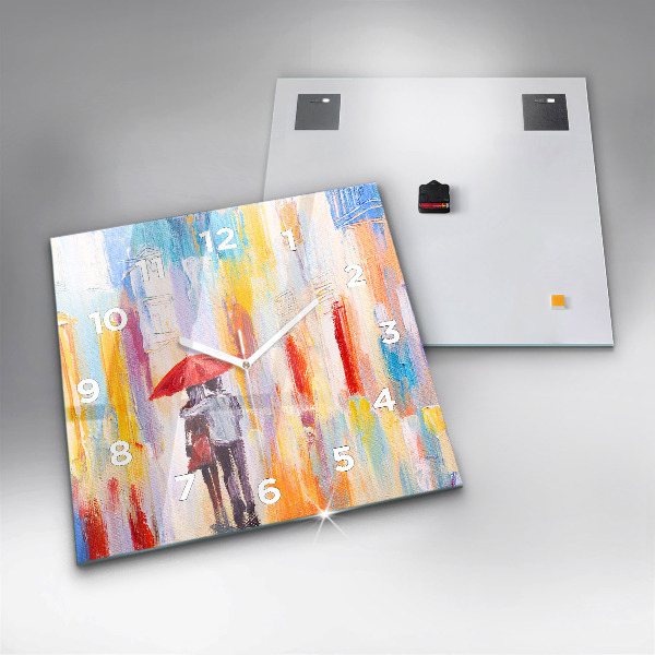 Štvorcové hodiny Pár v daždi