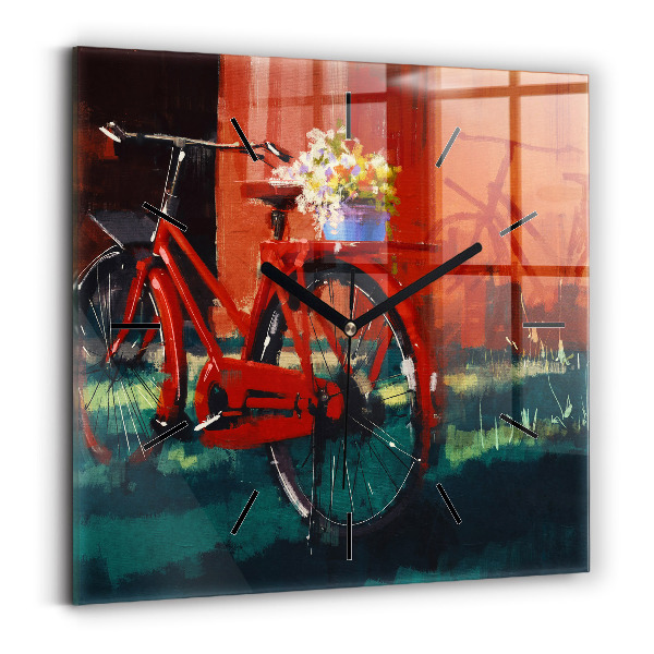 Štvorcové hodiny Maľovaný bicykel