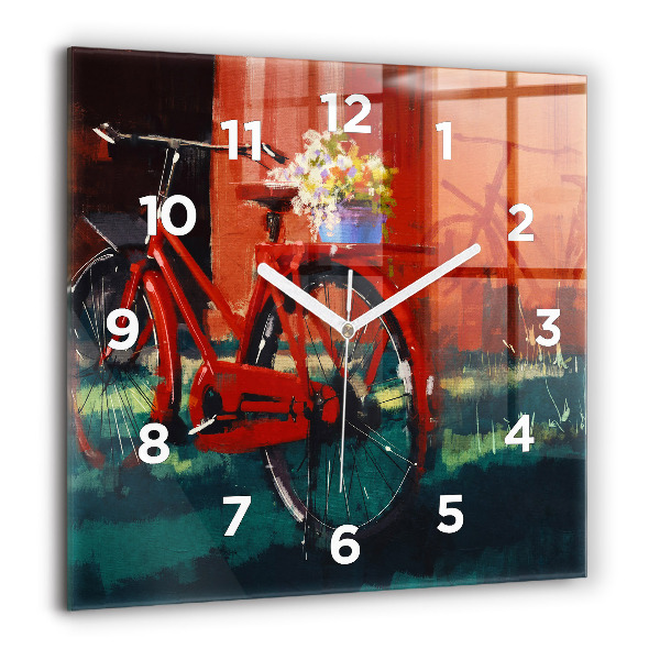 Štvorcové hodiny Maľovaný bicykel