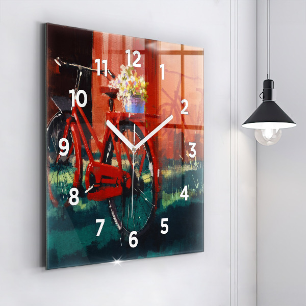Štvorcové hodiny Maľovaný bicykel