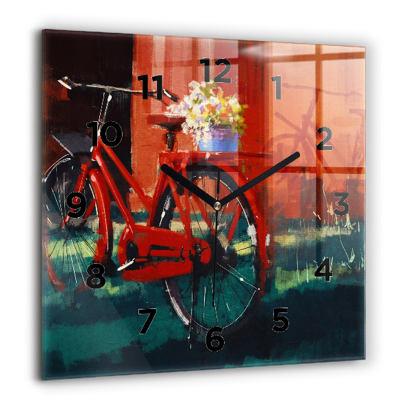 Štvorcové hodiny Maľovaný bicykel
