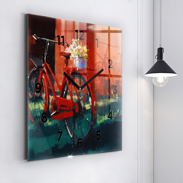 Štvorcové hodiny Maľovaný bicykel