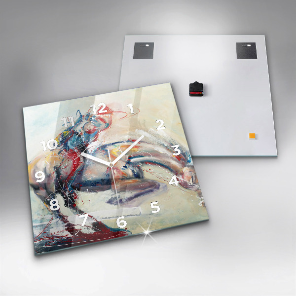 Štvorcové hodiny Ilustrácia cválajúcich koní