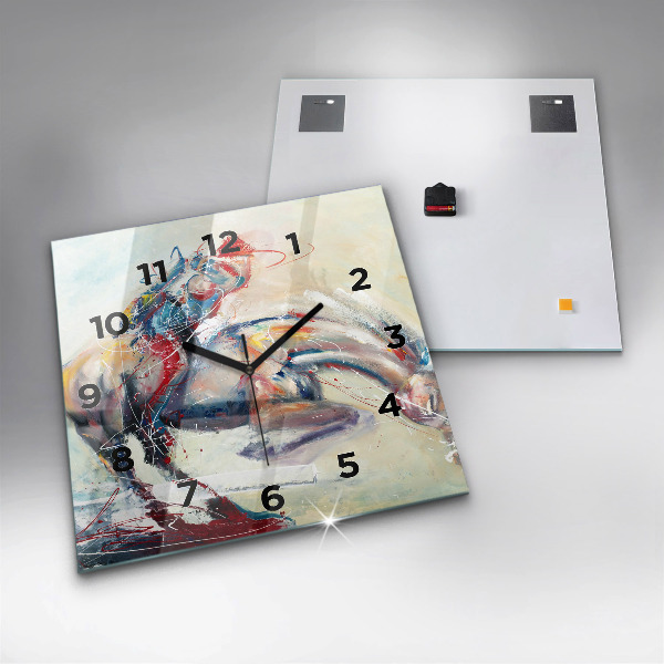 Štvorcové hodiny Ilustrácia cválajúcich koní