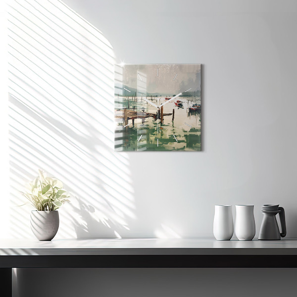 Štvorcové hodiny Rybárske lode v prístave