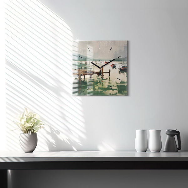 Štvorcové hodiny Rybárske lode v prístave