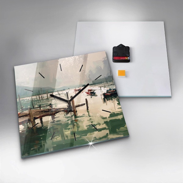 Štvorcové hodiny Rybárske lode v prístave