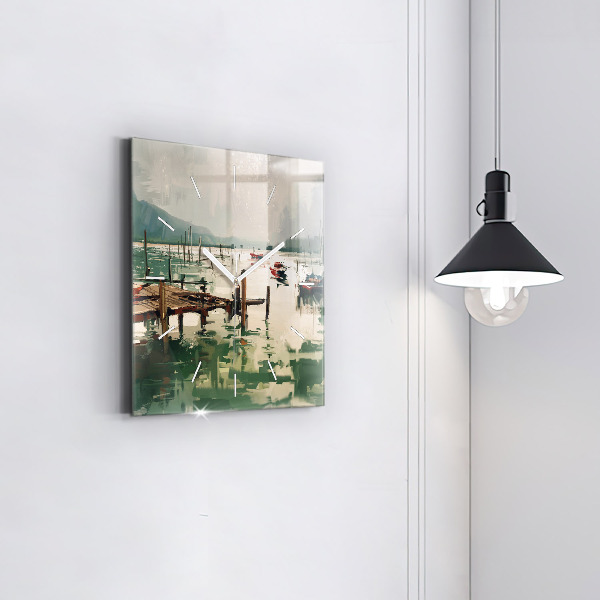 Štvorcové hodiny Rybárske lode v prístave