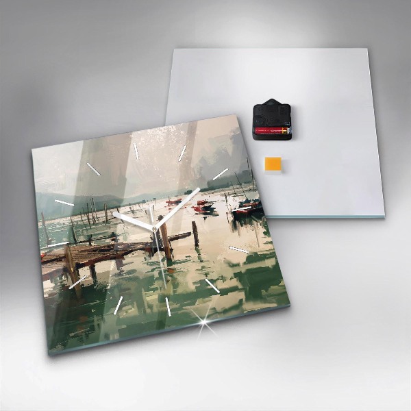 Štvorcové hodiny Rybárske lode v prístave