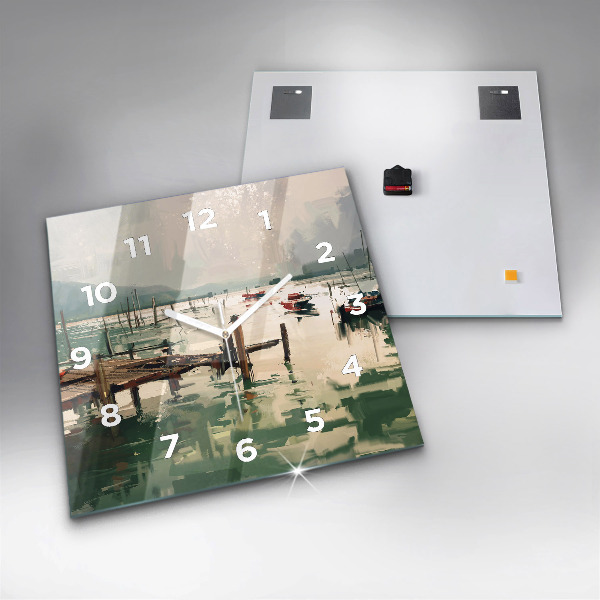Štvorcové hodiny Rybárske lode v prístave