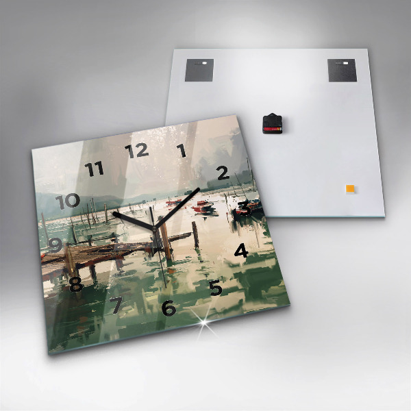 Štvorcové hodiny Rybárske lode v prístave