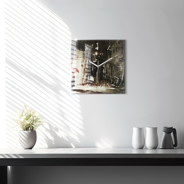 Štvorcové hodiny Žena v daždivej noci