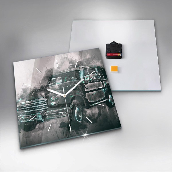 Štvorcové hodiny Staroškolské auto