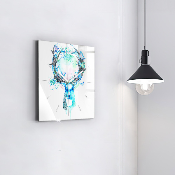 Štvorcové hodiny Ilustrácia jeleňa