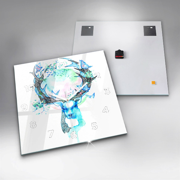 Štvorcové hodiny Ilustrácia jeleňa